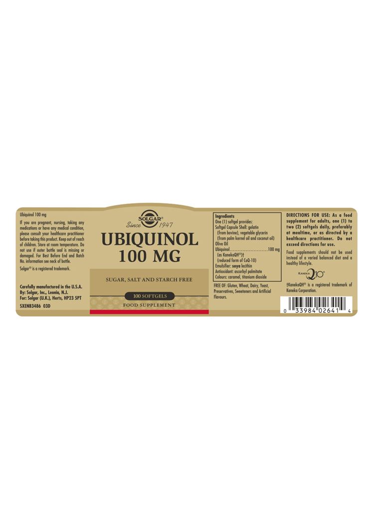 Solgar Ubiquinol 100 mg - 50 Softgels