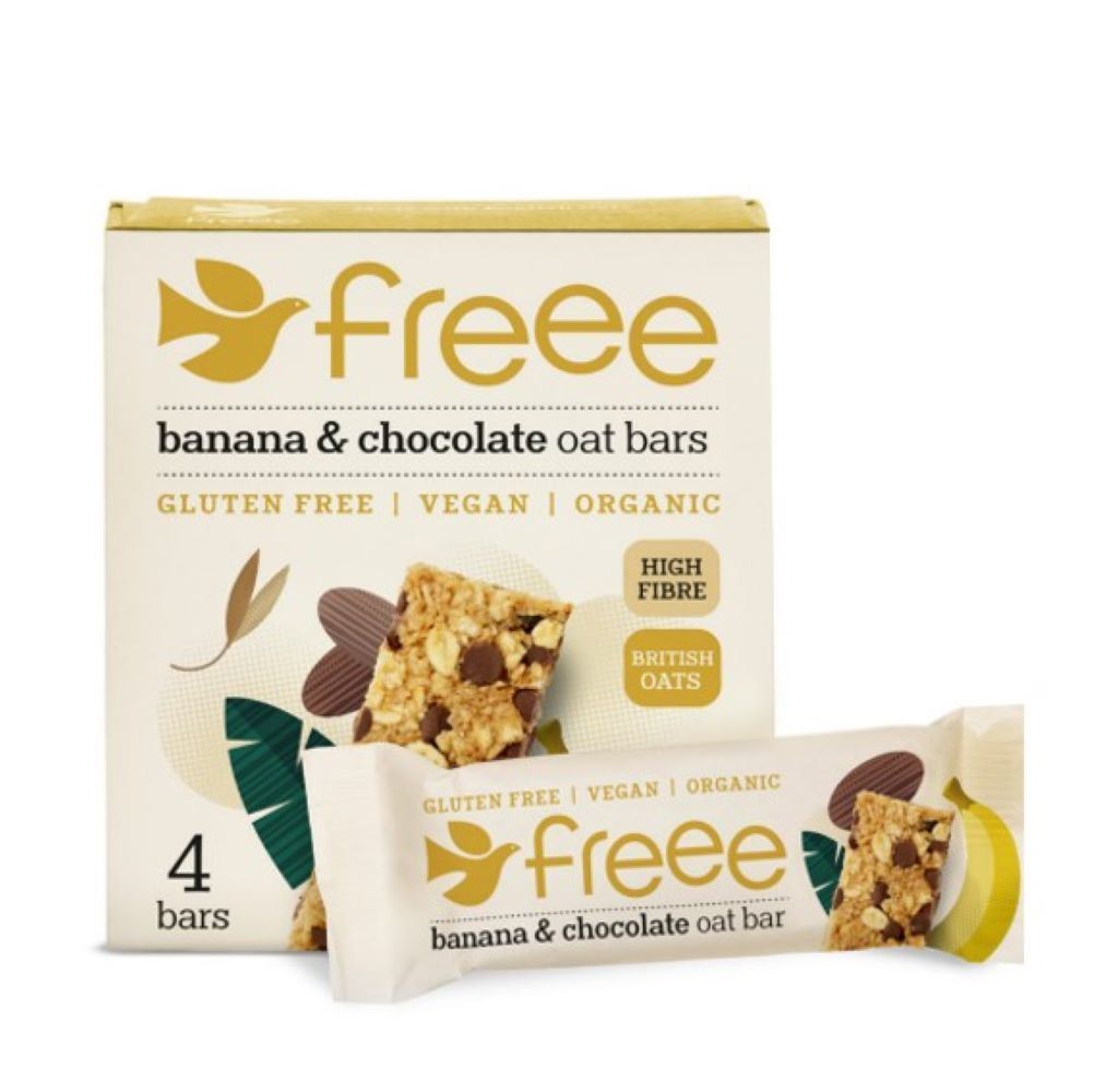 Doves Farm Organic Banana 70% Cocoa Chocolate Wholegrain Oat Bar 4x35g - 7 Pack