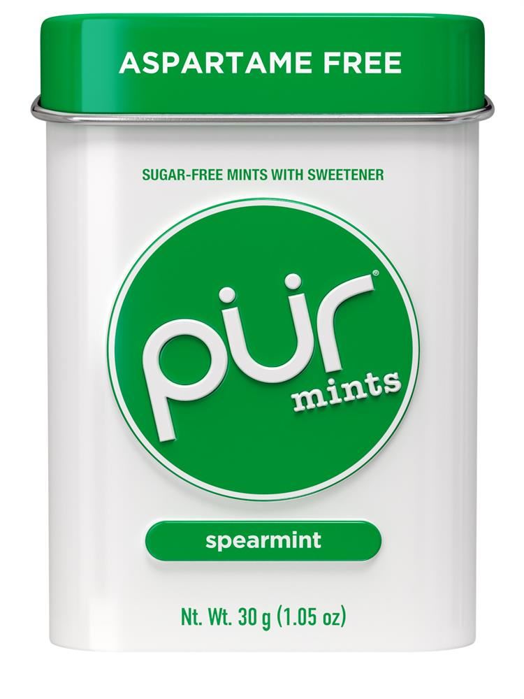 Pur Gum ASPARTAME FREE MINTS - Spearmint 30g Tin - 12 Pack