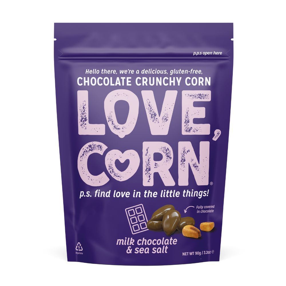 Love Corn Milk Chocolate & Sea Salt Corn Snack 90g - 6 Pack