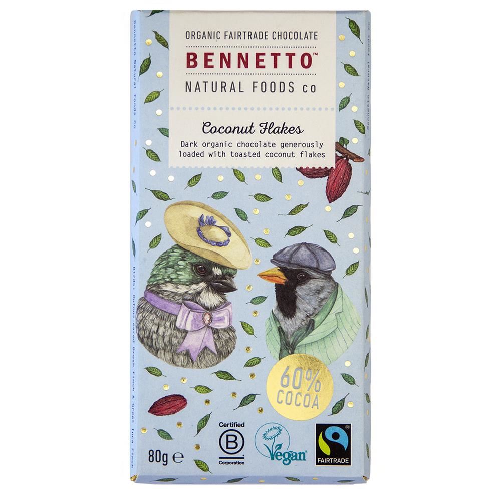 Bennetto Organic Chocolate Bar Coconut Flakes 80g