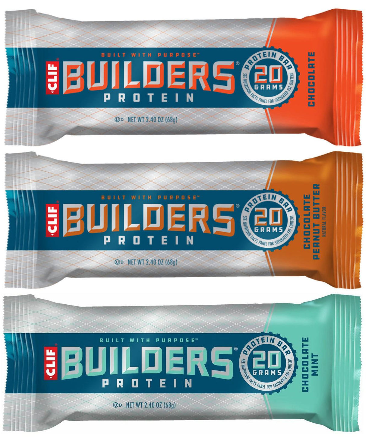 Clif Builders Protein Bar - All Flavours - Box of 12 x 68g