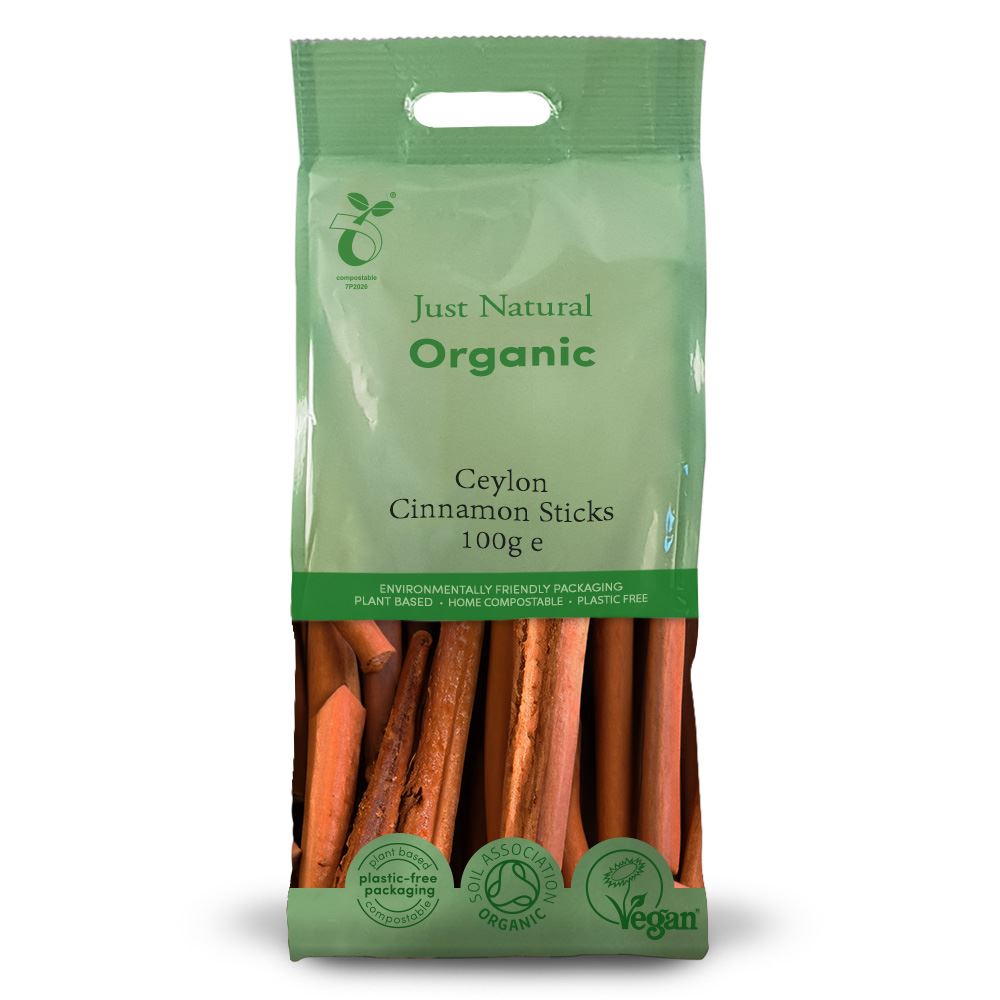 Just Natural Herbs Organic Ceylon Cinnamon Sticks 100g