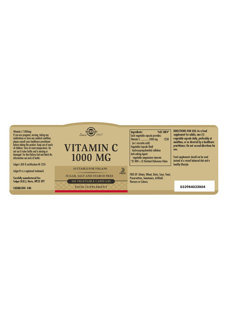 Solgar Vitamin C 1000 mg - 100 Vegicaps