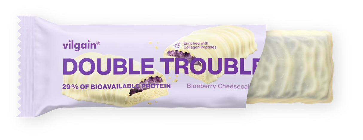 Vilgain Double Trouble Protein Bar Blueberry Cheesecake 55g - 12 Pack