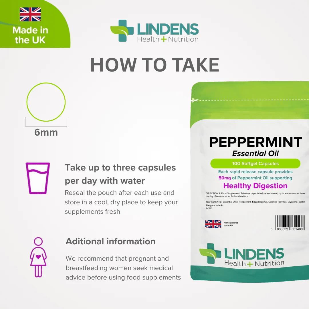 Lindens Peppermint Oil 50mg - 100 Capsules - image 4