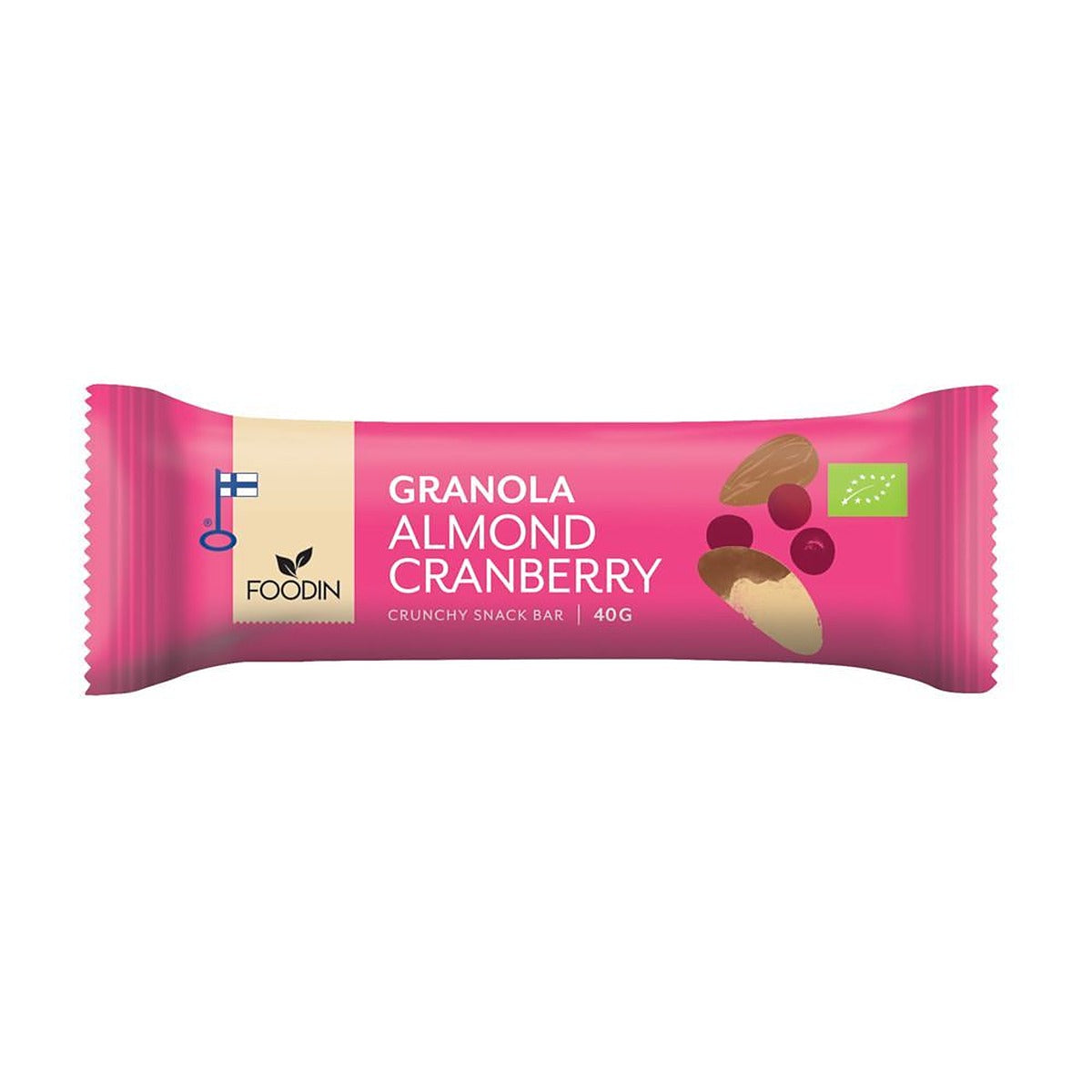 Foodin Organic Granola Bar Almond Cranberry 40g - 12 Pack