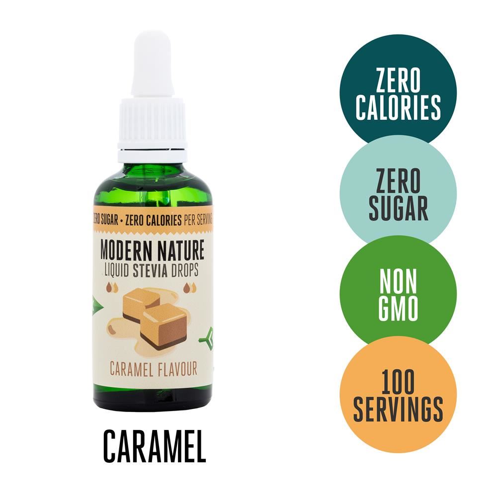Modern Nature Pure Liquid Stevia Drops Sweetener 50ml CARAMEL