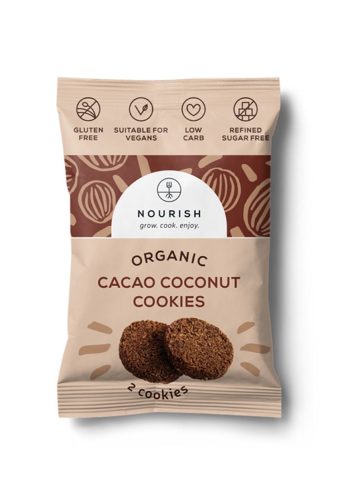 Nourish Grow Cook Enjoy Organic Cacao Coconut Cookies 25g - 20 Pack