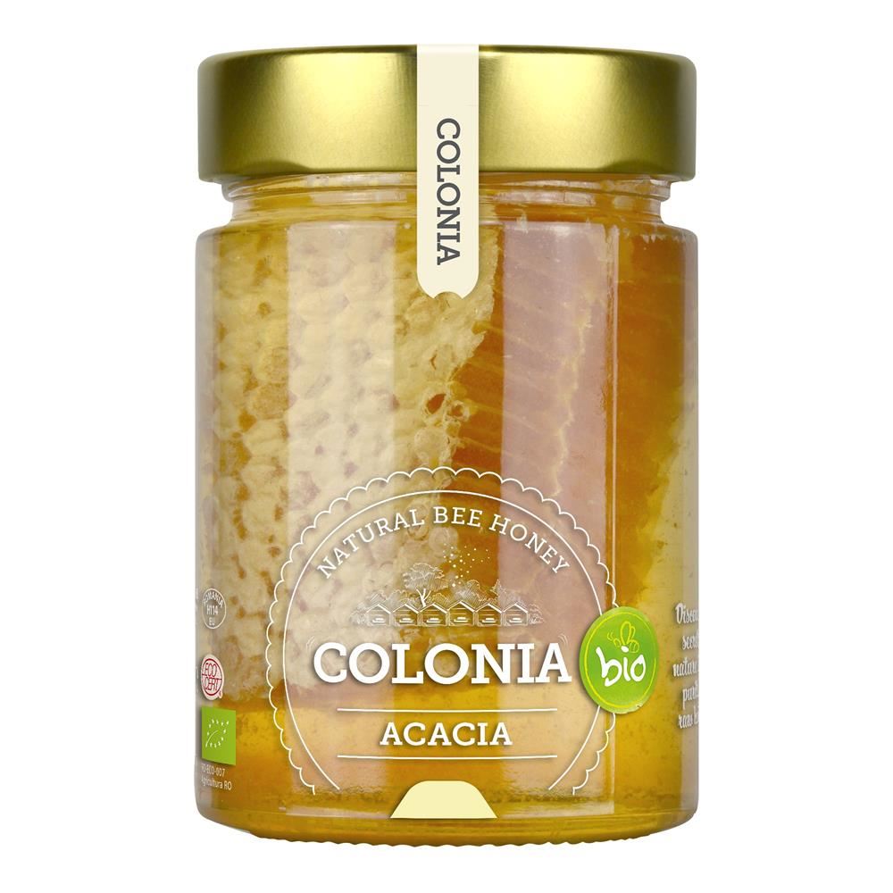 Colonia Organic Acacia Raw Honey with Honeycomb 420g