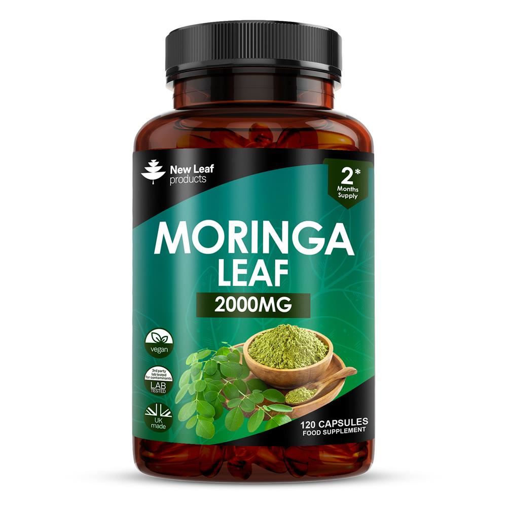 New Leaf Products Moringa Leaf Capsules - Pure Extract & Powder 2000mg 120 caps
