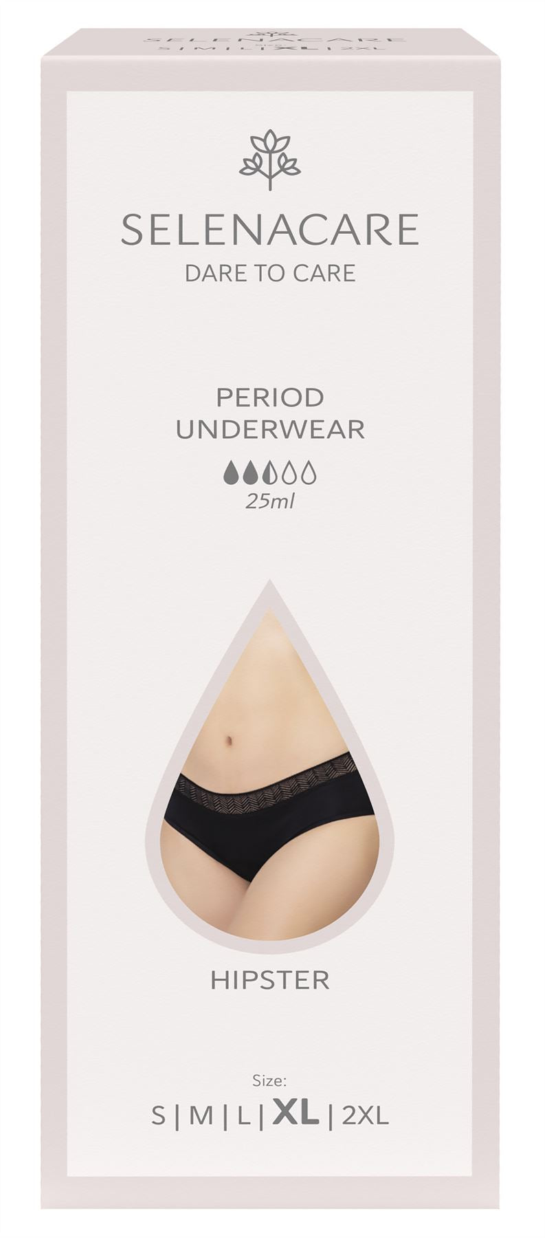 Selenacare Menstrual undies HIPSTER Black Size XL