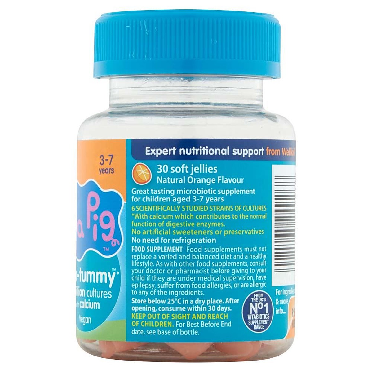 Vitabiotics WellKid Peppa Pig Pro-Tummy Natural Orange Flavour 3-7 Years - 30 Soft Jellies - image 2
