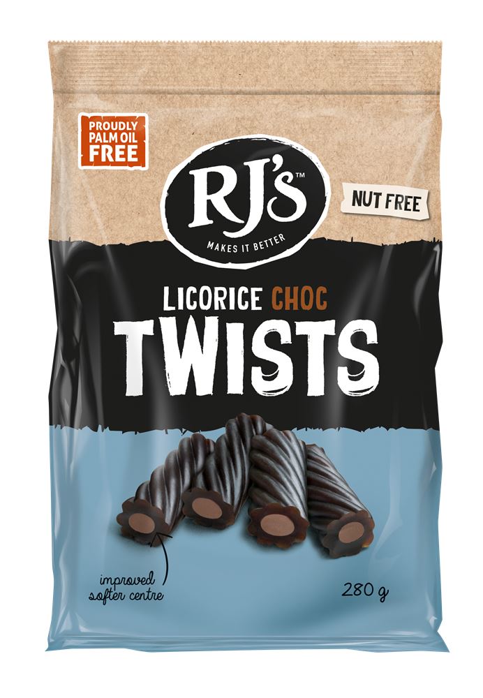 RJ Licorice Choc Twists Licorice 280g