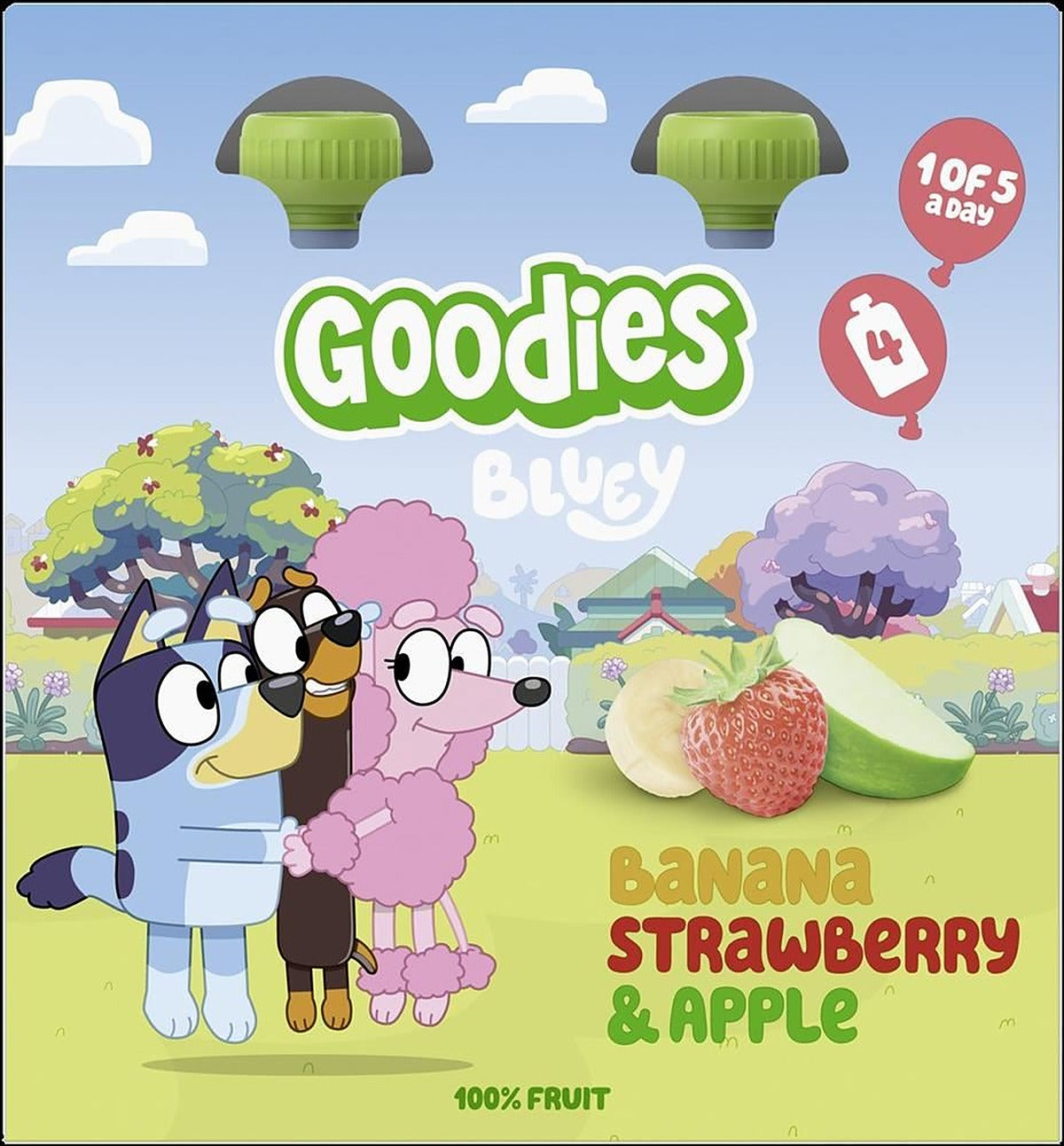 Goodies Bluey Kids Banana Strawberry & Apple Pouches 4x100g
