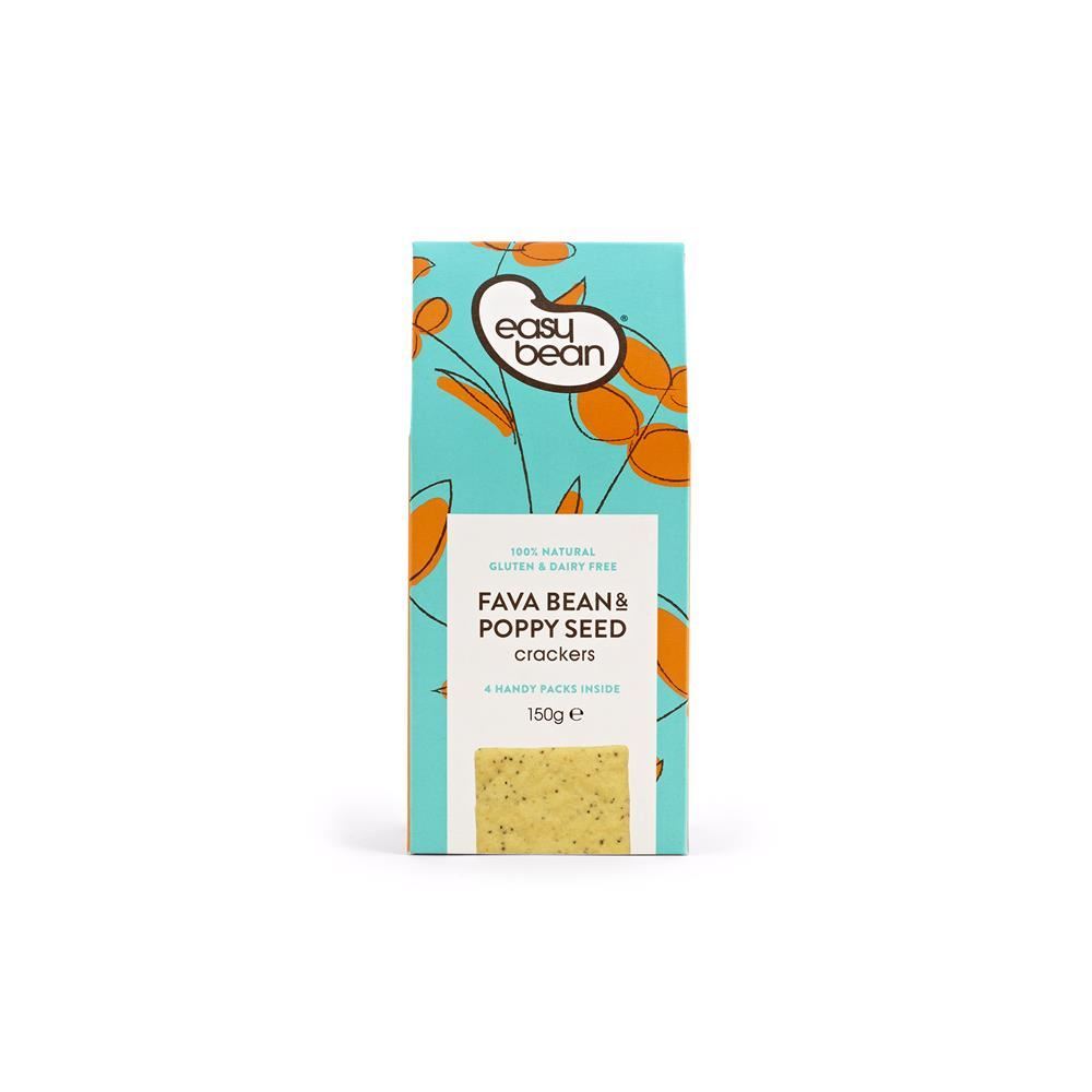 Easy Bean Fava Bean & Poppy Seed Crackers 150g - 8 Pack