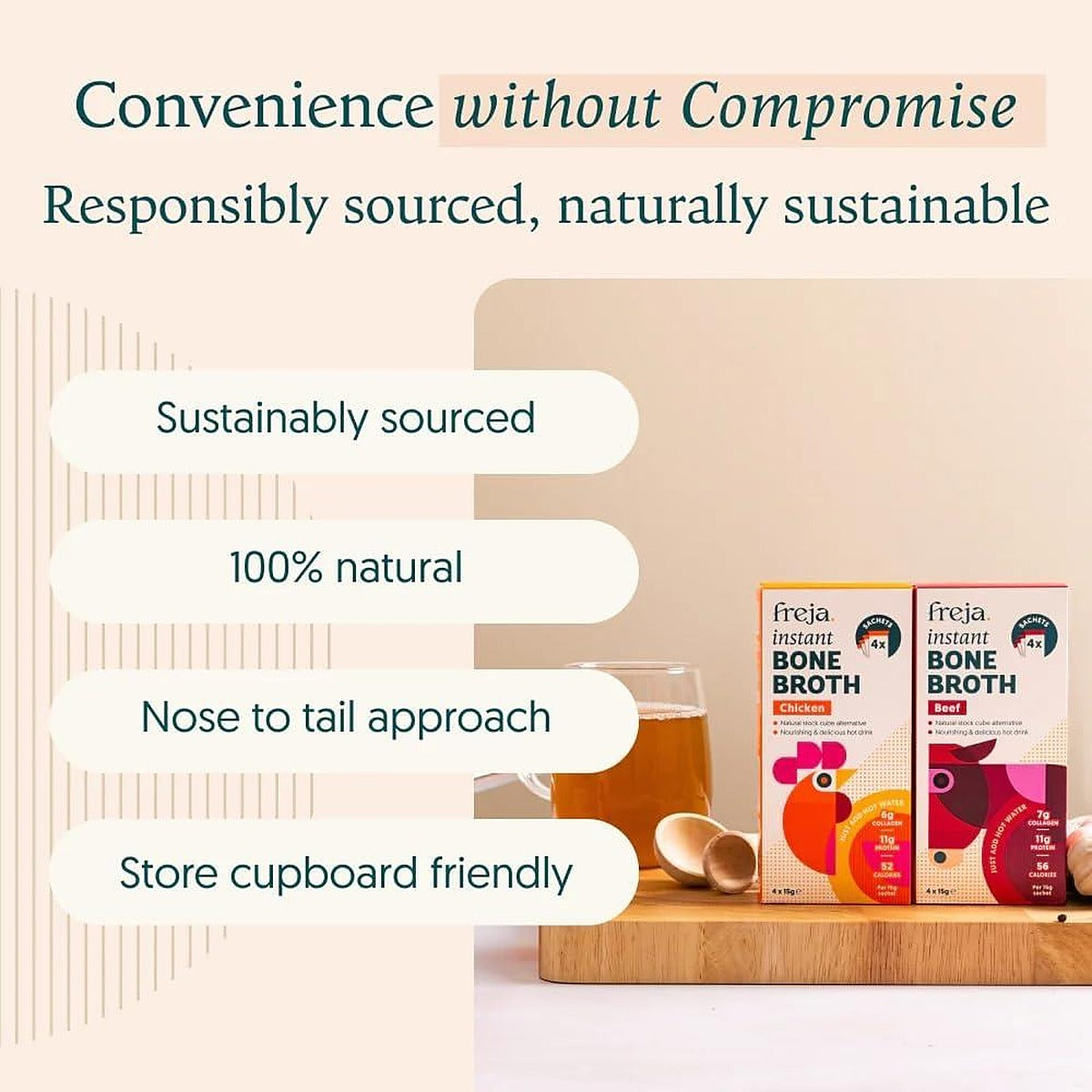 Freja Instant Chicken Bone Broth box of 4 x 15g Sachet - Chicken - 4 Pack - image 8