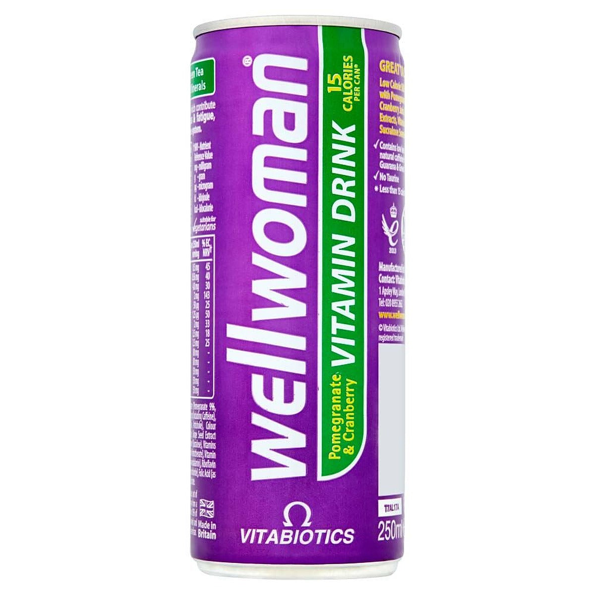 Vitabiotics Wellwoman Pomegranate & Cranberry Vitamin Drink 250ml - 24 Cans