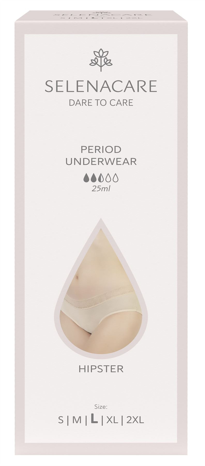 Selenacare Menstrual undies HIPSTER Nude Size L