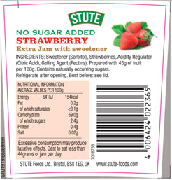 Stute No Sugar Added Strawberry Jam 430g - 2 Pack