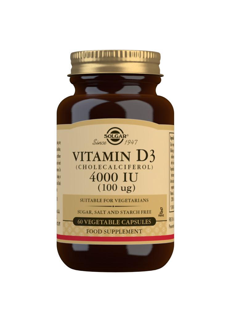 Solgar Vitamin D3 (Cholecalciferol) 4000 IU (100 µg) - 60 Vegicaps
