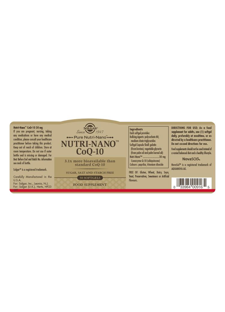 Solgar Nutri-Nano CoQ-10 3.1x - 50 Softgels