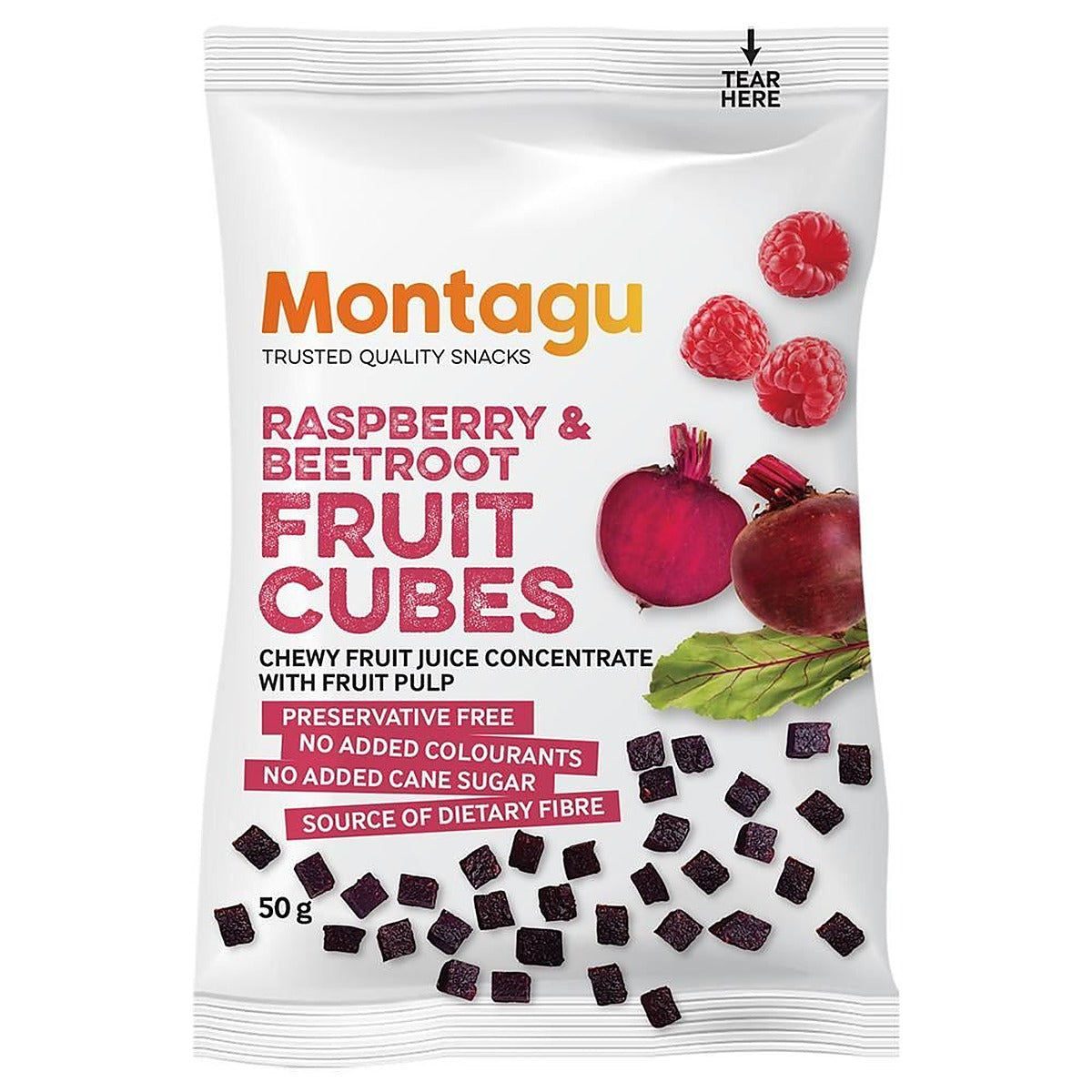 Montagu Raspberry & Beetroot Fruit Cubes 40g - 10 Pack