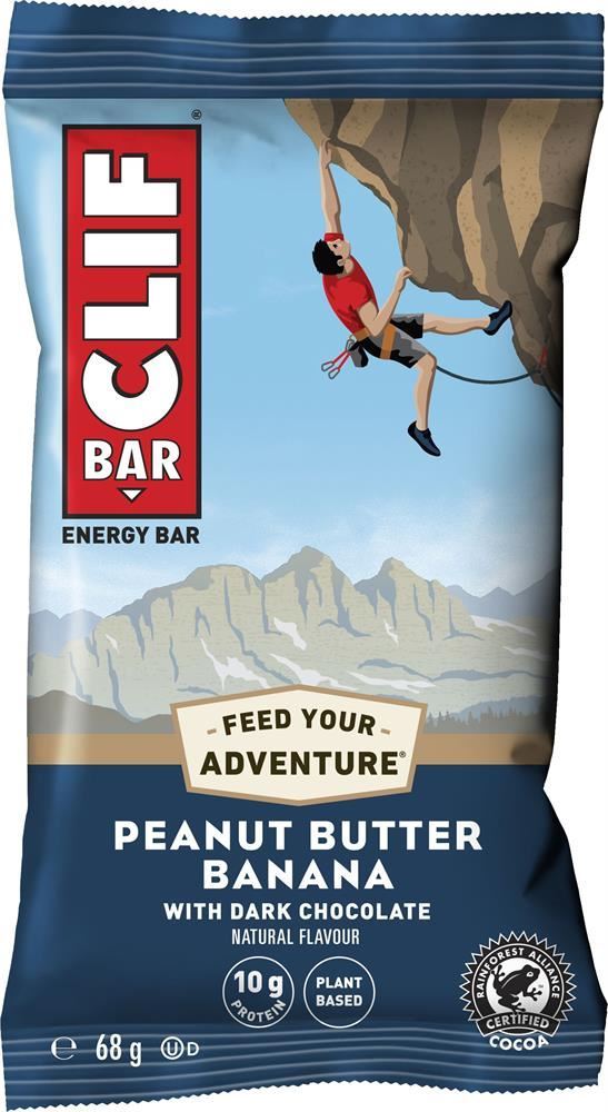 Clif Bar Peanut Butter Dark Choc Bar Dried Bananas Protein 68g 10g - 12 Pack