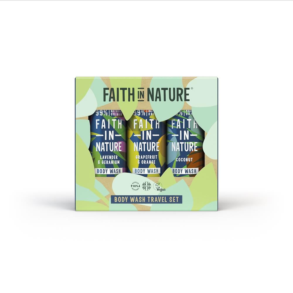 Faith in Nature Trio Travel Set - trio of 100ml Body Wash