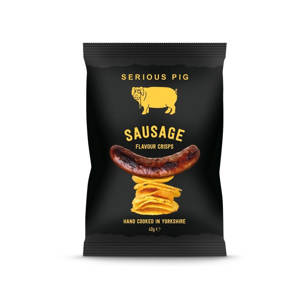 Serious Pig Sausage Flavour Crisps 40g - 24 Pack