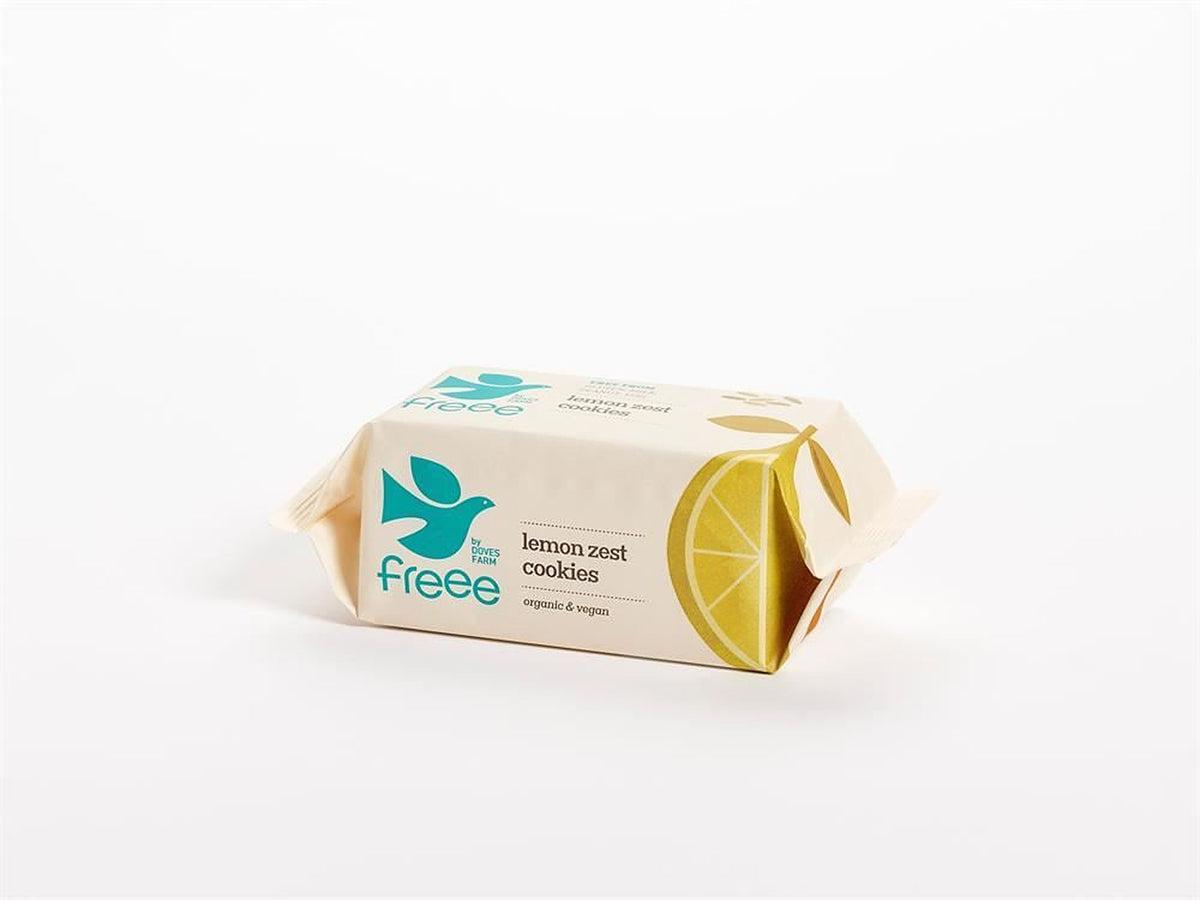Doves Farm baked gluten free cookie made with whole lemon 150g - 12 Pack