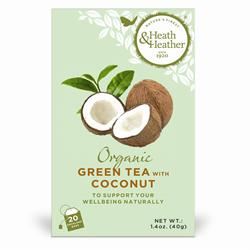 Heath And Heather Organic Green Tea & Coconut 20 Bags