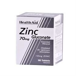 HealthAid Zinc Gluconate 70mg (10mg elemental Zinc) 90 Tablets