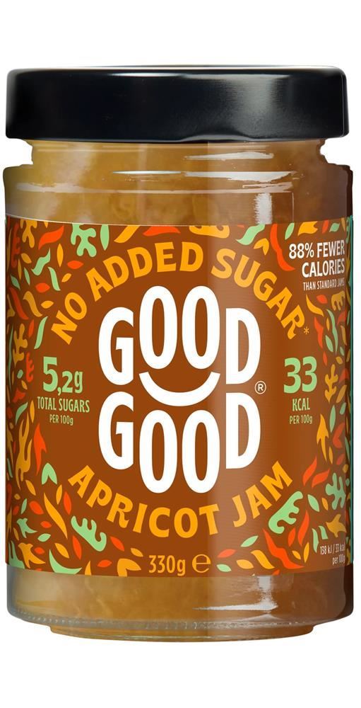 Good Good Apricot Jam 330g - No Added Sugar - 6 Pack