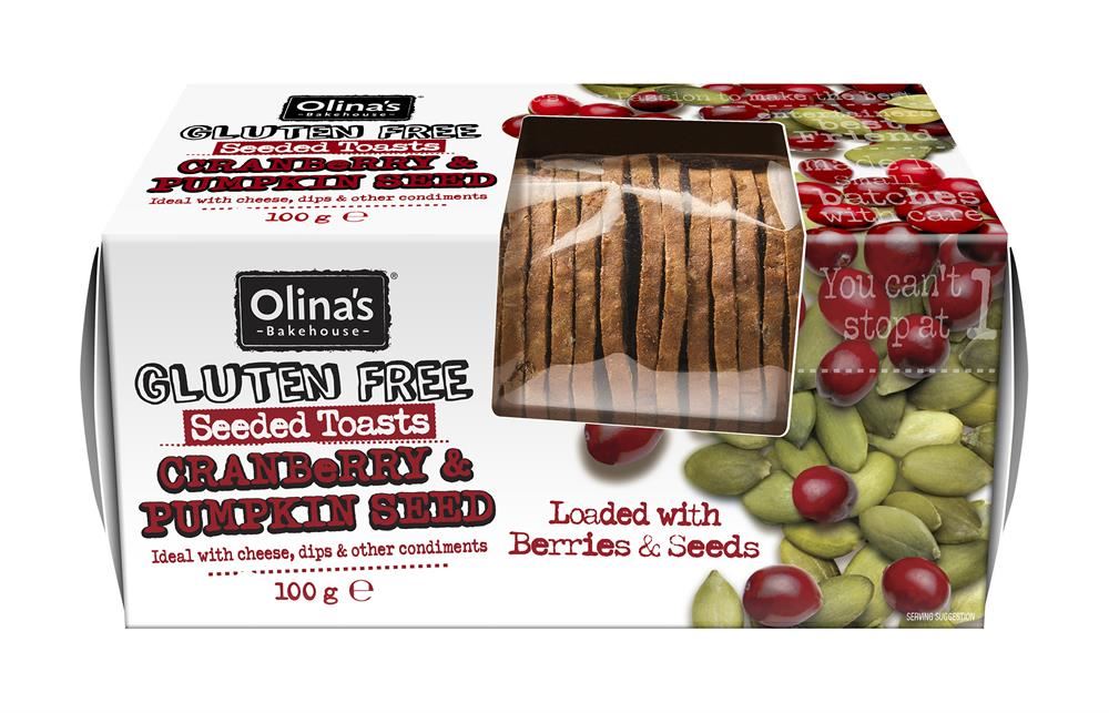 Olinas Bakehouse Gluten Free Cranberry & Pumpkin Seeded Toasts 100g