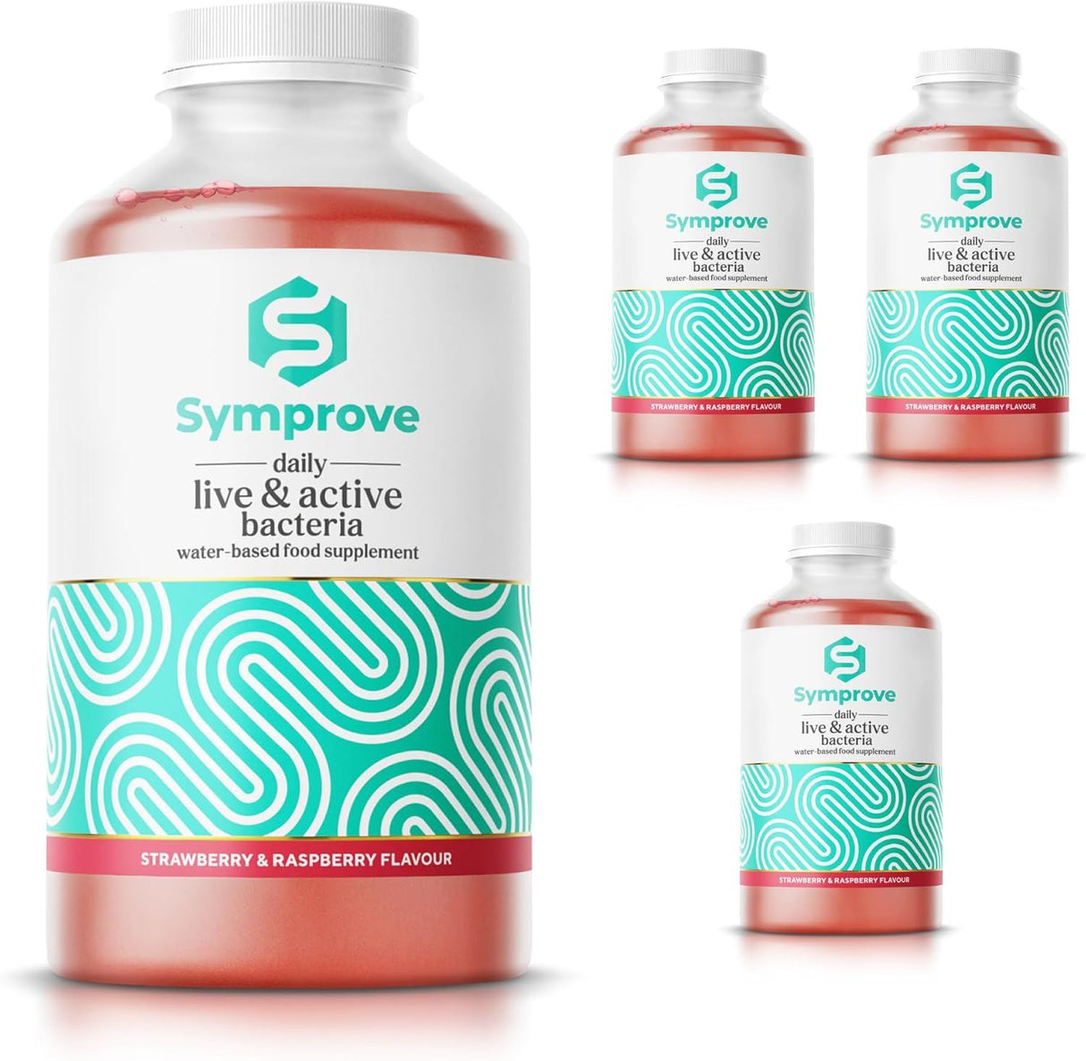 Symprove Strawberry & Raspberry Probiotic Drink with Live Bacteria 500ml  Pack of 4