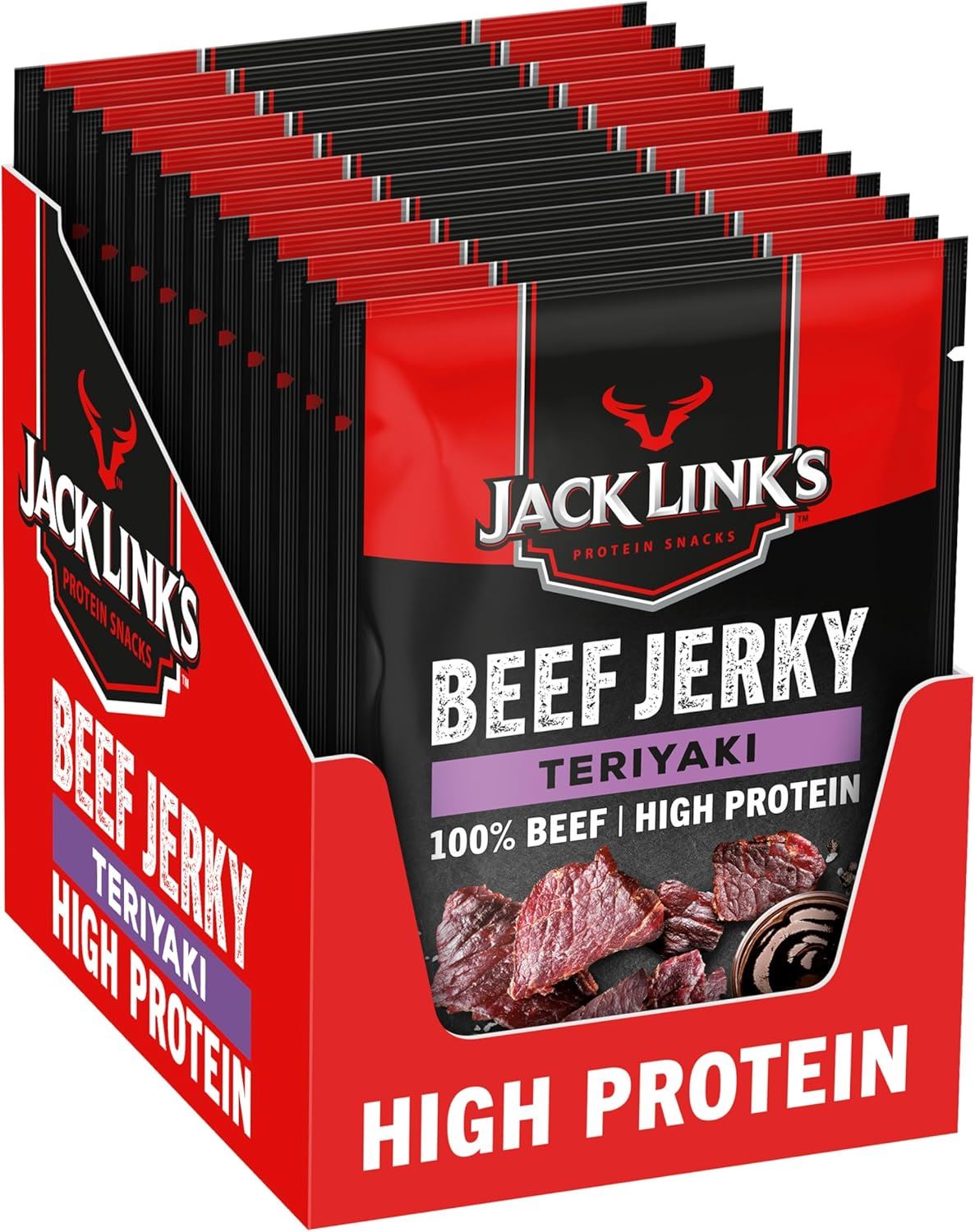Jack Link's Protein Snacks Beef Jerky Teriyaki 25g - Pack of 12