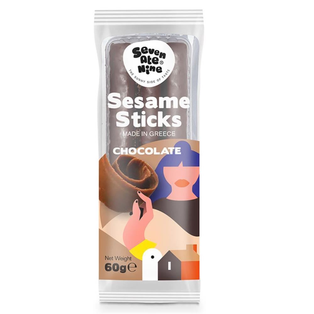 Seven Ate Nine Sesame Sticks with Chocolate 60g