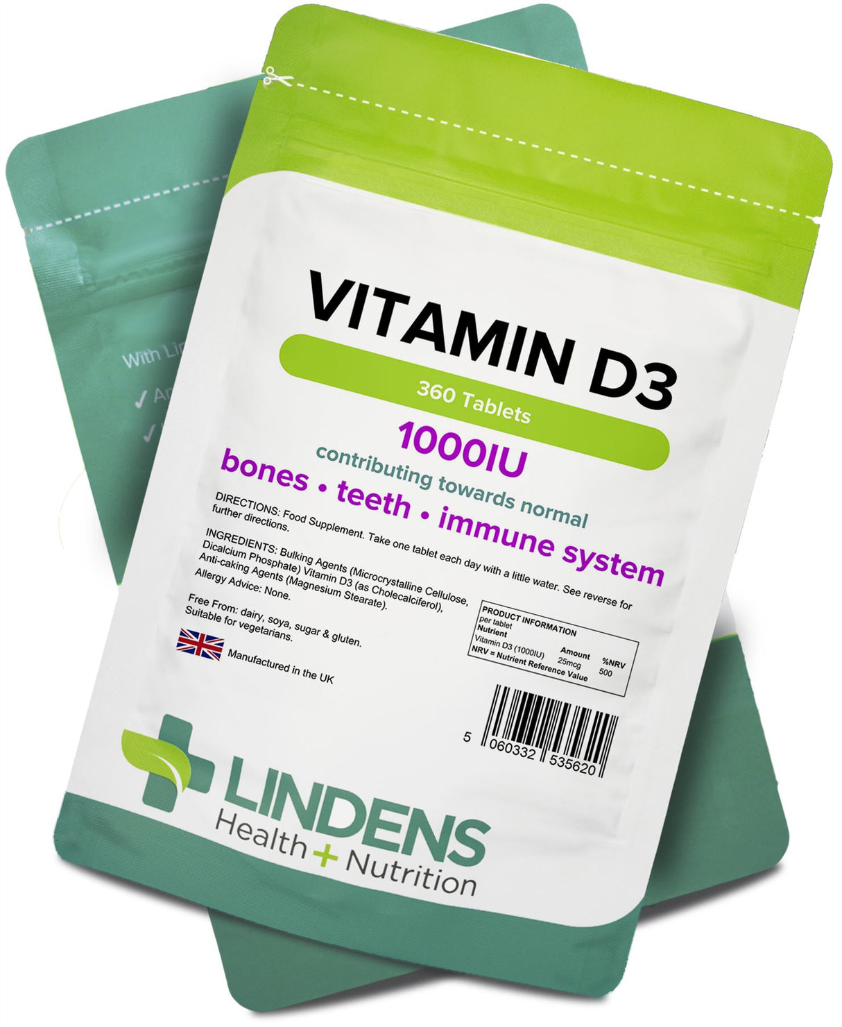Lindens Vitamin D3 1000 IU - 360 Tablets