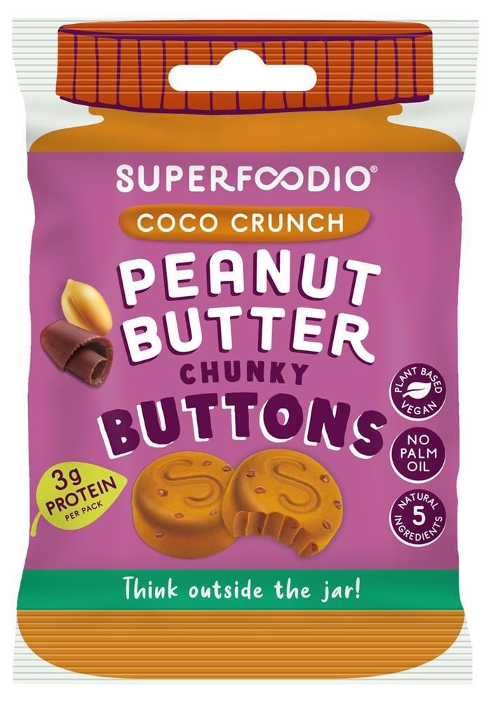 Superfoodio Peanut Butter Buttons - Coco Crunch 20g - 15 Pack