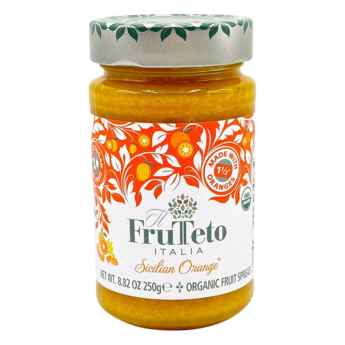 Frutteto Italia Sicilian Orange+ Organic Reduced Sugar 100% Fruit Spread 250g