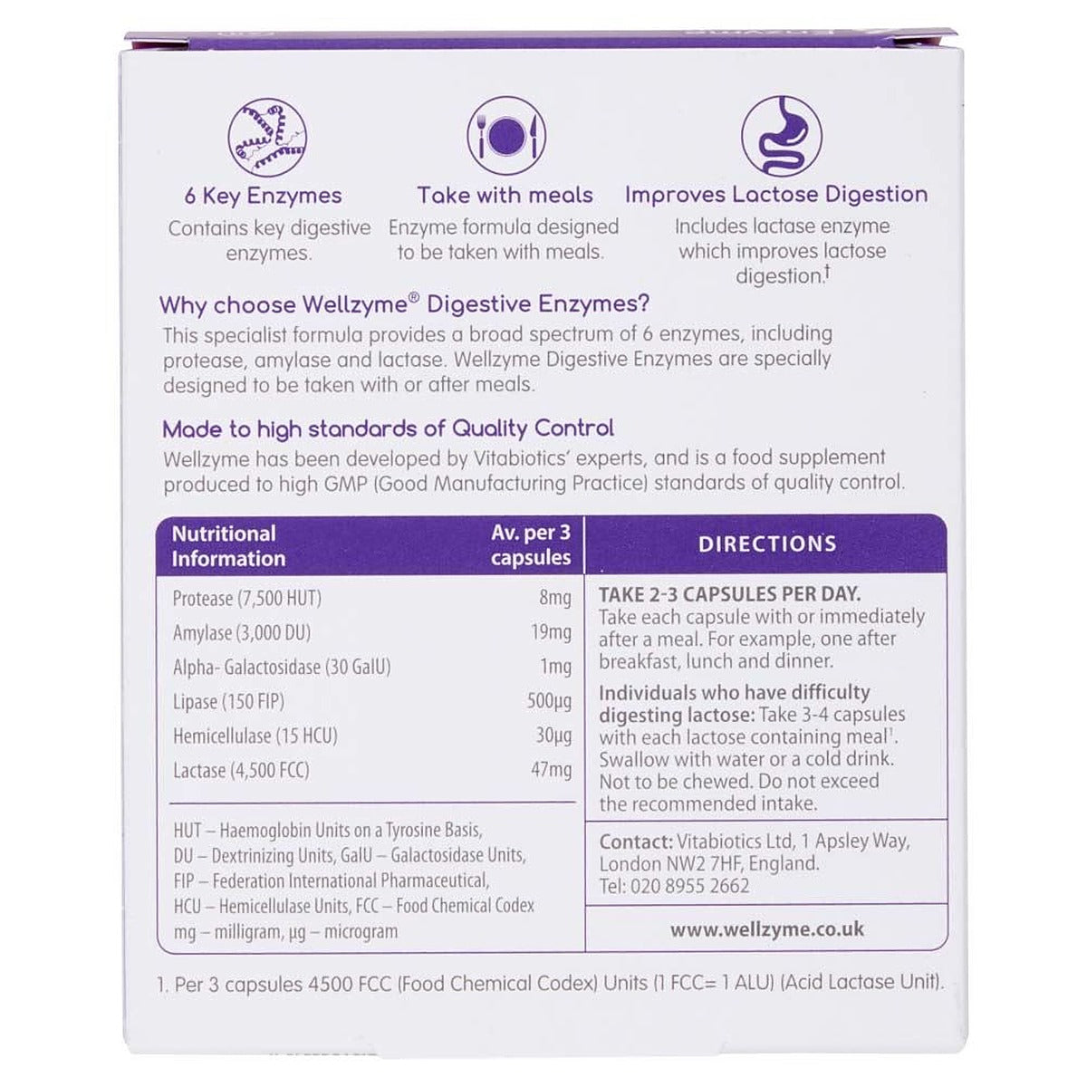 Vitabiotics Wellzyme Digestive Enzymes - 60 Capsules - image 5