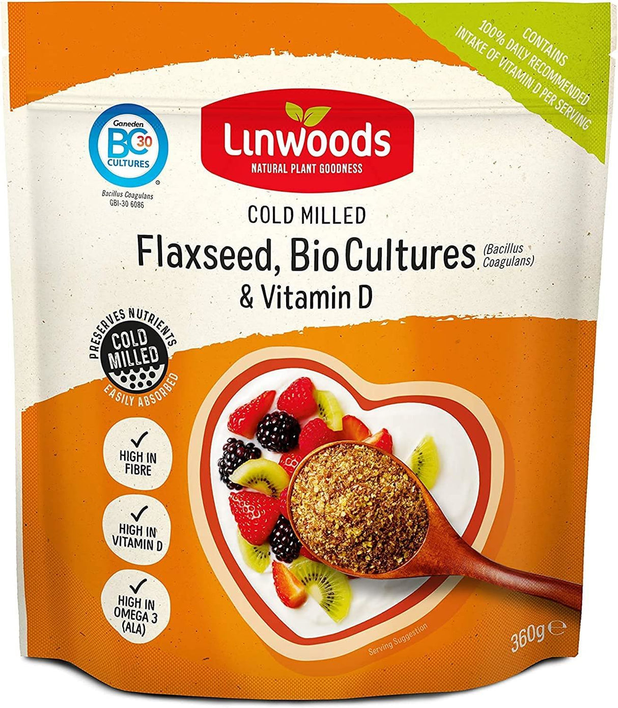 Linwoods Cold Milled Flaxseed, Bio Cultures & Vitamin D 360g