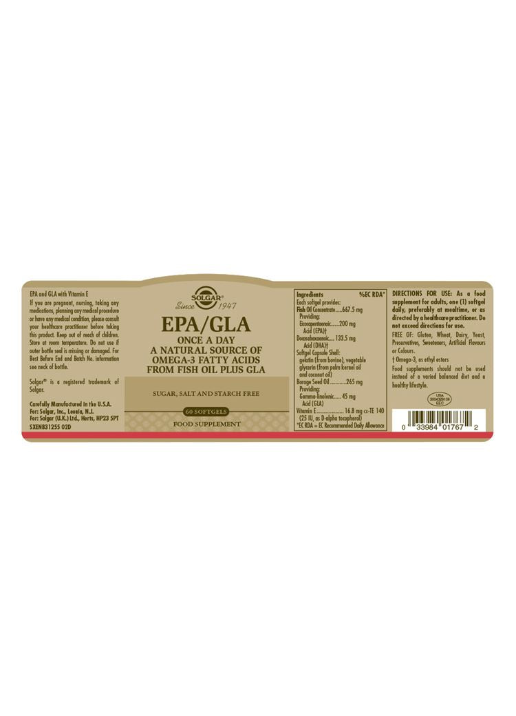 Solgar EPA/GLA - 60 Softgels