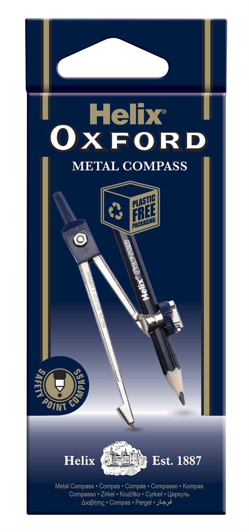 Helix Oxford Metal Compass & Pencil, Black