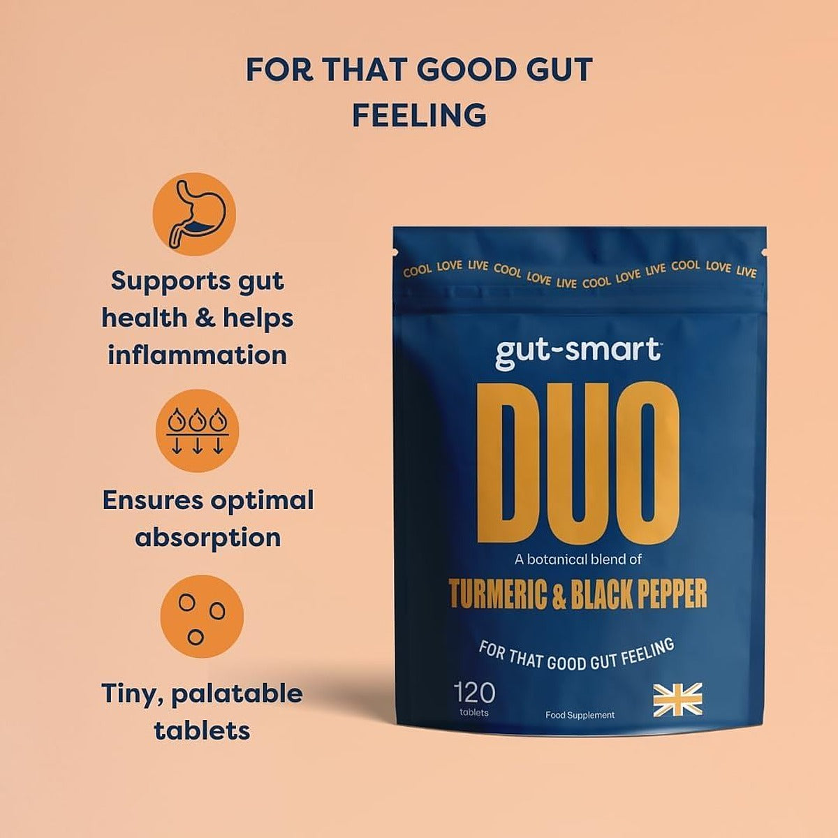 Gut-Smart Duo Turmeric and Black Pepper - 120 Tablets - image 2