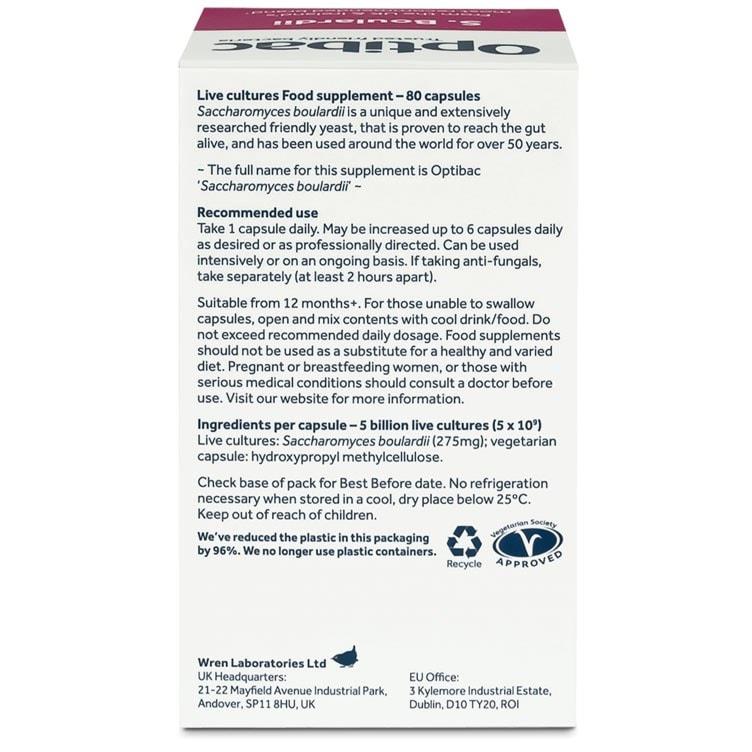Optibac Probiotics Saccharomyces Boulardii 80 capsules