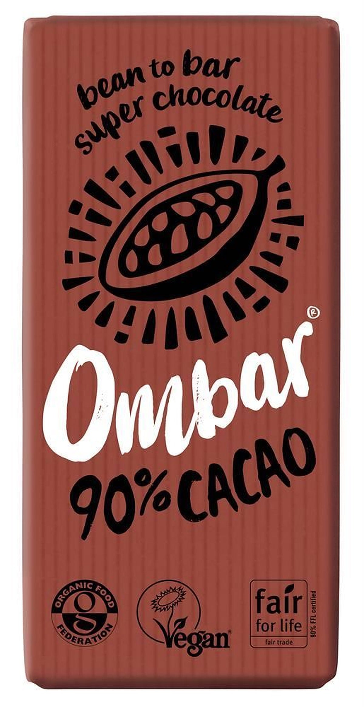 Ombar 90% Cacao Dark Chocolate Bar 70g - 10 Pack