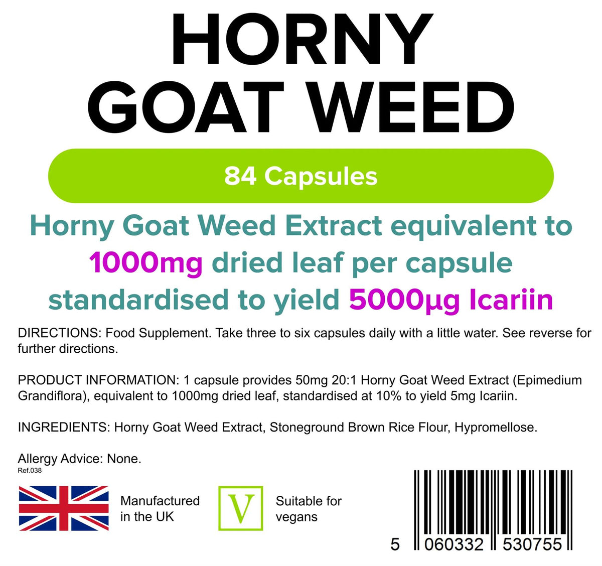 Lindens Horny Goat Weed 1000mg - 84 Capsules - image 2