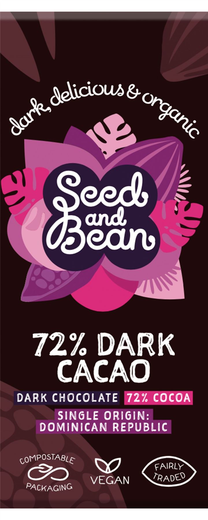 Seed & Bean Organic Extra Dark Choc 72% Trinitario Bar 75g